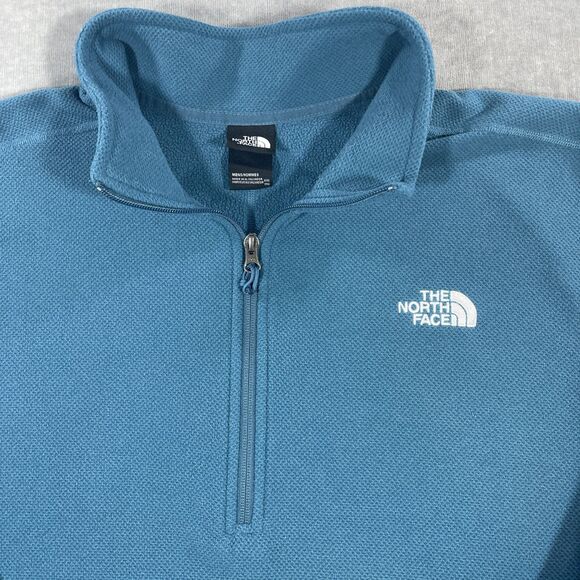 The North Face Mens XXL Teal Textured Quarter 1/4 Zip Pullover Jacket - Picture 2 of 8